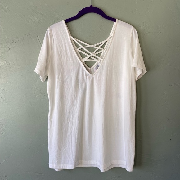 Honey & Sparkle brand tee, crisscross neckline straps, size Medium - Picture 3 of 4